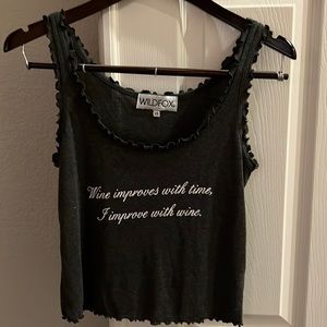 Wildfox crop tank with ruffle edges! XS barely worn and ready for wine!